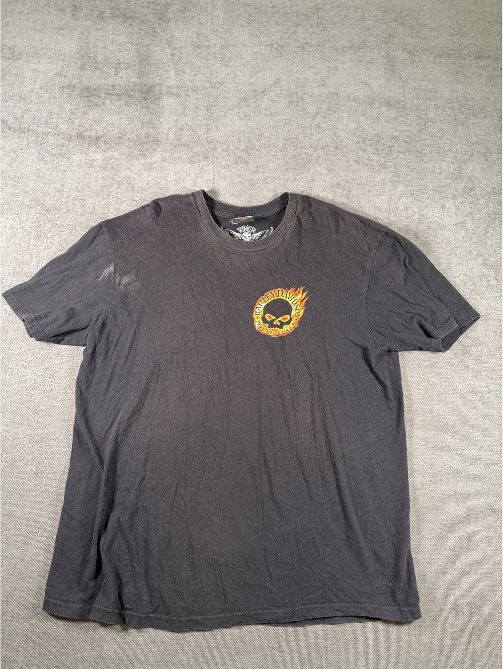 Harley-Davidson Black Short Sleeve T-Shirt with Flame Skull Logo